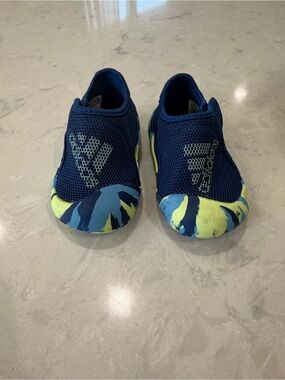 adidas Navy and Lime Kids Slip-On Water Shoes